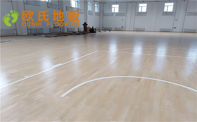 佳木斯市同江消防隊籃球館木地板項目—歐氏實木運動地板
