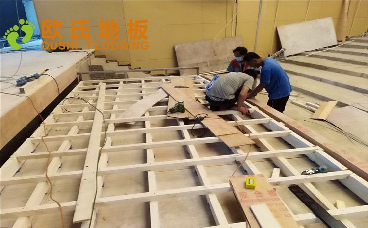 河北廊坊益田同文學校舞臺木地板項目-歐氏實木運動地板